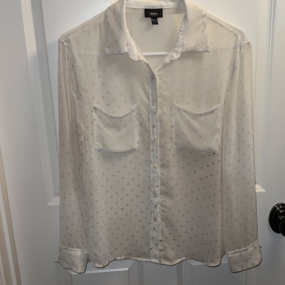 Sheer polka dot button up - Picture 3 of 6